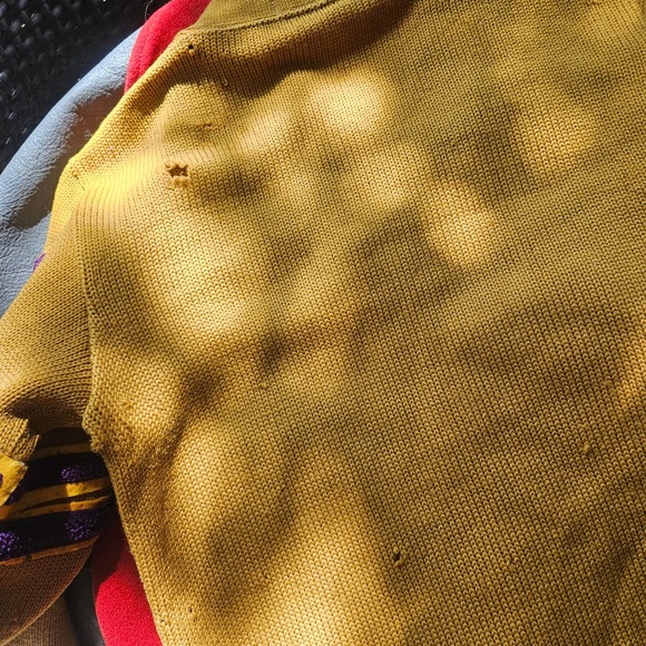 Vintage 50s Distressed Varsity Cardigan Made in Usa Wool Sz 36 - Picture 6 of 6